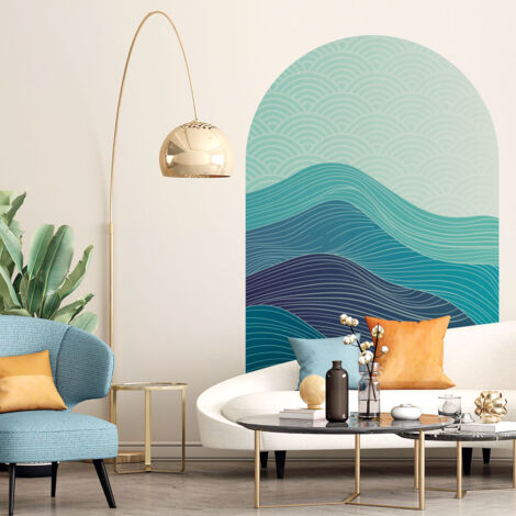 Papier peint intissé pré-encollé fresques géantes - ARCHE VAGUES ABSTRAITES EN OCÉAN - 85x60cm