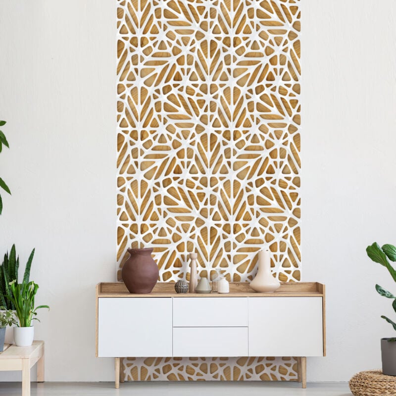 Ambiance-sticker - Papier peint intissé pré-encollé - design scandinave blanc et bois - 1 rouleau de 300x60cm