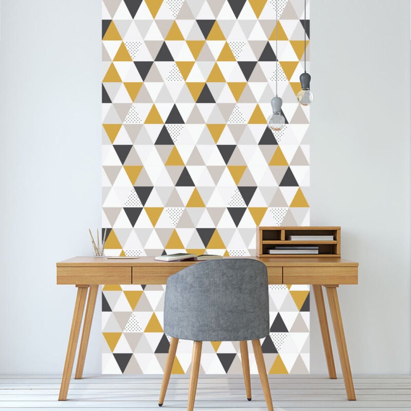 Papier peint intissé pré-encollé - motif géométrique scandinave triangles - 1 rouleau de 300x60cm