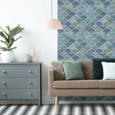 Papier peint intissé pré-encollé - ORNEMENTS CHIC OCEAN - 1 rouleau de 300x60cm