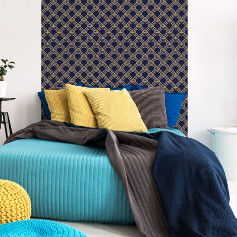 Papier peint intissé pré-encollé - SCANDINAVE ART DÉCO BLEU FONCÉ ARCHES - 1 rouleau de 300x60cm
