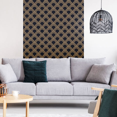 Papier peint intissé pré-encollé - SCANDINAVE ART DÉCO BLEU NUIT ARCHES - 1 rouleau de 300x60cm