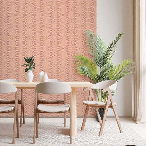 Papier peint intissé pré-encollé - SCANDINAVE ART DÉCO ROSÉ - 1 rouleau de 300x60cm
