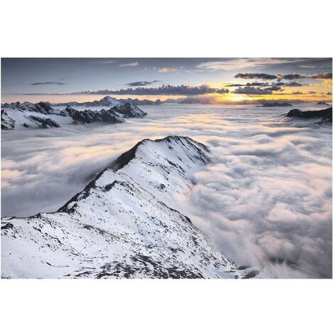 Papier peint intissé Premium - View over clouds and mountains - Mural Large