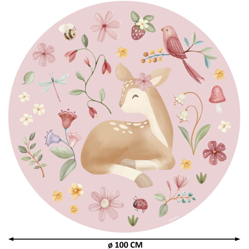 Papier peint intissé rond Fairy Garden Diamètre 100cm Rose