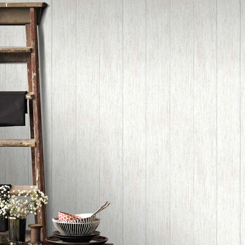 Papier peint intissé Lattes de bois naturel Sahara 1005 x 52cm Crème