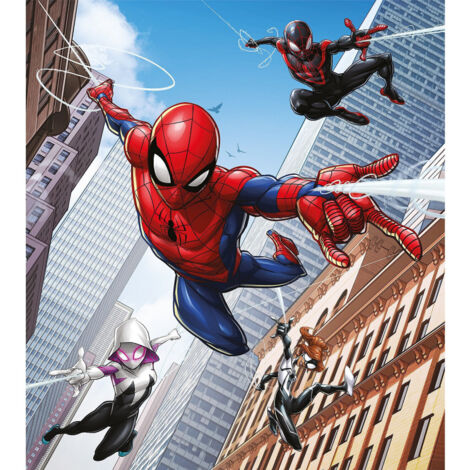 Papier peint intissé Spider-Man – Décoration chambre enfant – Dimensions 180x202 cm – Pose facile avec colle fournie – Licence officielle Marvel – Ag Art