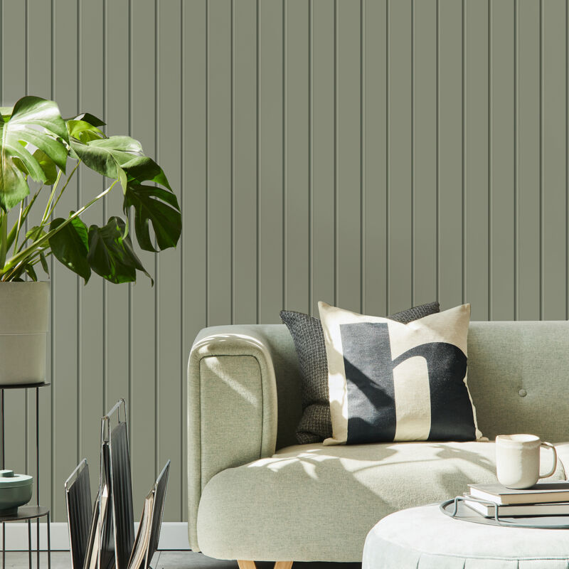 Papier peint intissé Tasseau de bois 1005 x 52cm Vert
