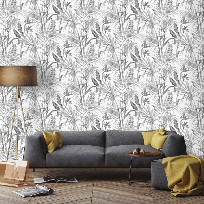 Papier peint intissé Tropiques 1005 x 52cm Gris
