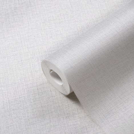 Papier peint intissé uni blanc Tapisserie tendance effet textile Papier peint style minimaliste idéal pour cuisine et couloir