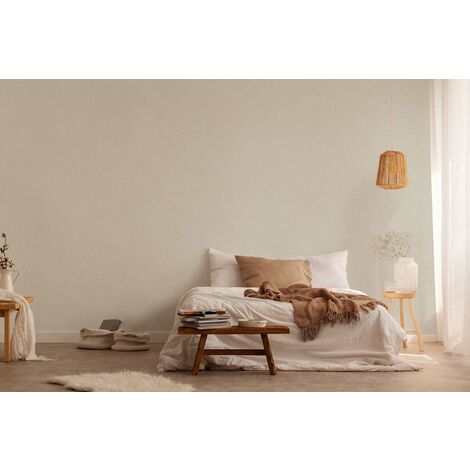 Papier peint intissé uni gris beige Tapisserie structurée effet grainé Papier peint style naturel résistant et lavable idéal pour couloir