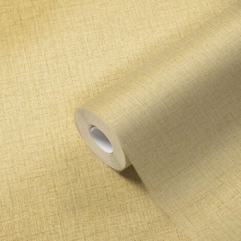 Papier peint intissé uni jaune Tapisserie tendance effet textile Papier peint aspect gaufrage style minimaliste idéal pour cuisine