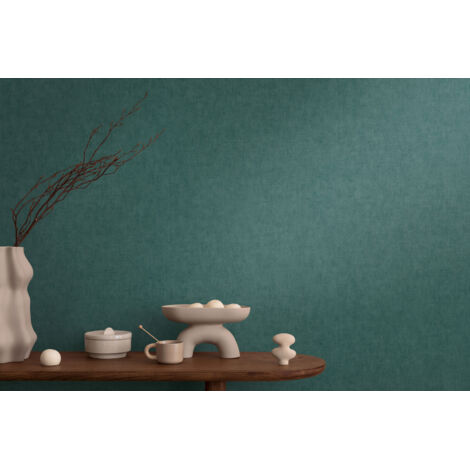 Papier peint intissé uni vert - 10,05 x 0,53 m - collection Cosmopolitan