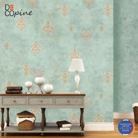 Papier Peint Intissé Vert – DECOPINE – Imperium Luxe – Motif Floral 3D – 0,53 x 10m – Sans Colle