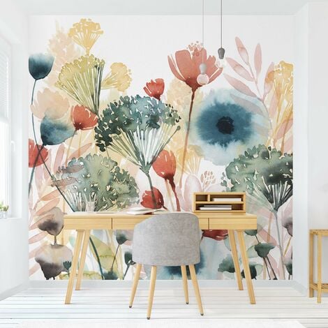 Papier peint intissé - Wild Flowers In Summer I - Mural Carré Dimension HxL: 240cm x 240cm