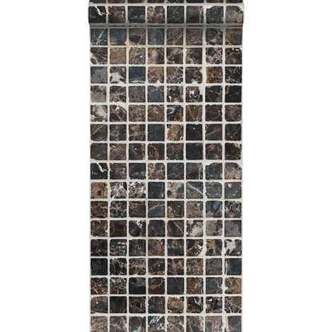 Papier peint intissé xxl carreaux de ciment - 50 x 900 cm de ESTAhome - marron et noir