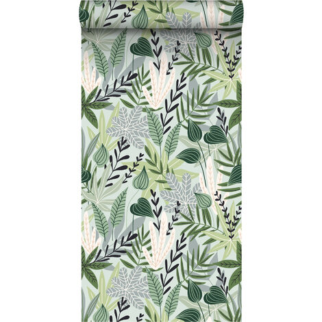 Papier peint intissé xxl feuilles au style scandinave - 50 x 900 cm de ESTAhome - vert menthe