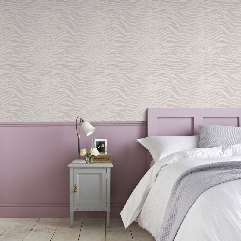 Papier peint Zebra paillettes 1005 x 52cm Argent