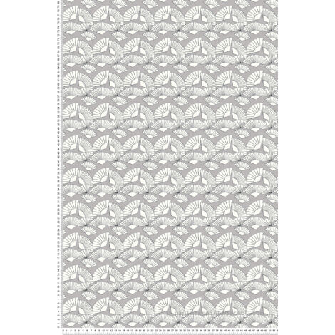 Papier peint japonais gris & blanc Tapisserie grise & blanche motif éventail Papier peint original motif éventail chambre adulte
