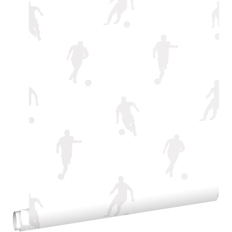 Estahome - papier peint joueurs de football argent sur blanc