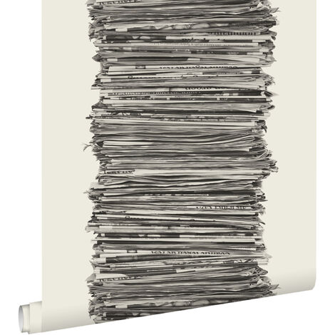 papier peint journaux noir et blanc  - ESTAhome