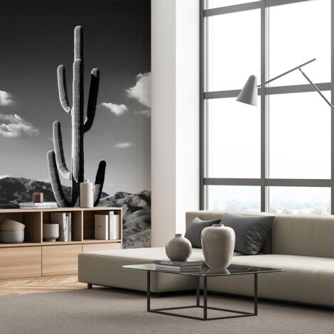 Papier peint jungle cactus desert n&b papier peint