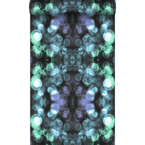 papier peint kaléidoscope bleu azur lumière et violet  - Origin Wallcoverings
