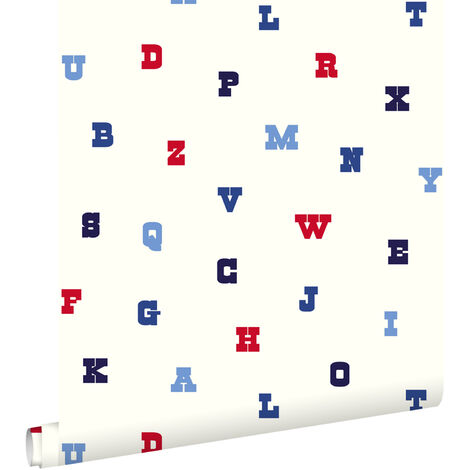 papier peint l'alphabet rouge, blanc et bleu - ESTAhome