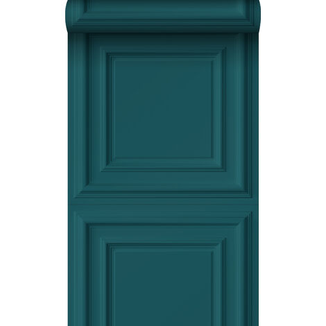 papier peint lambris bleu canard  - Origin Wallcoverings