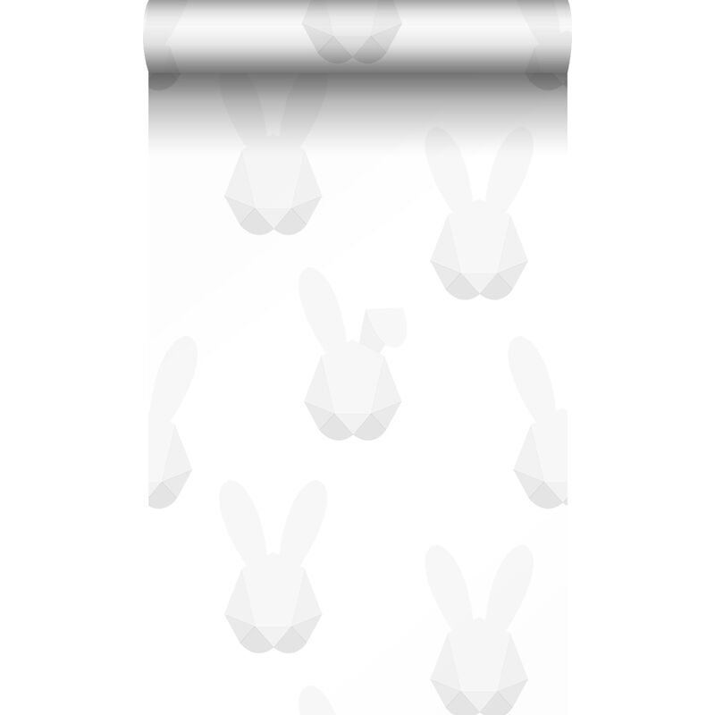Origin - papier peint lapins origami gris chaud clair Wallcoverings
