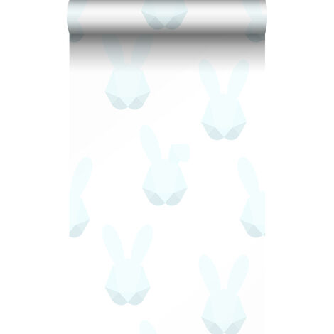 papier peint lapins origami bleu pastel - Origin Wallcoverings