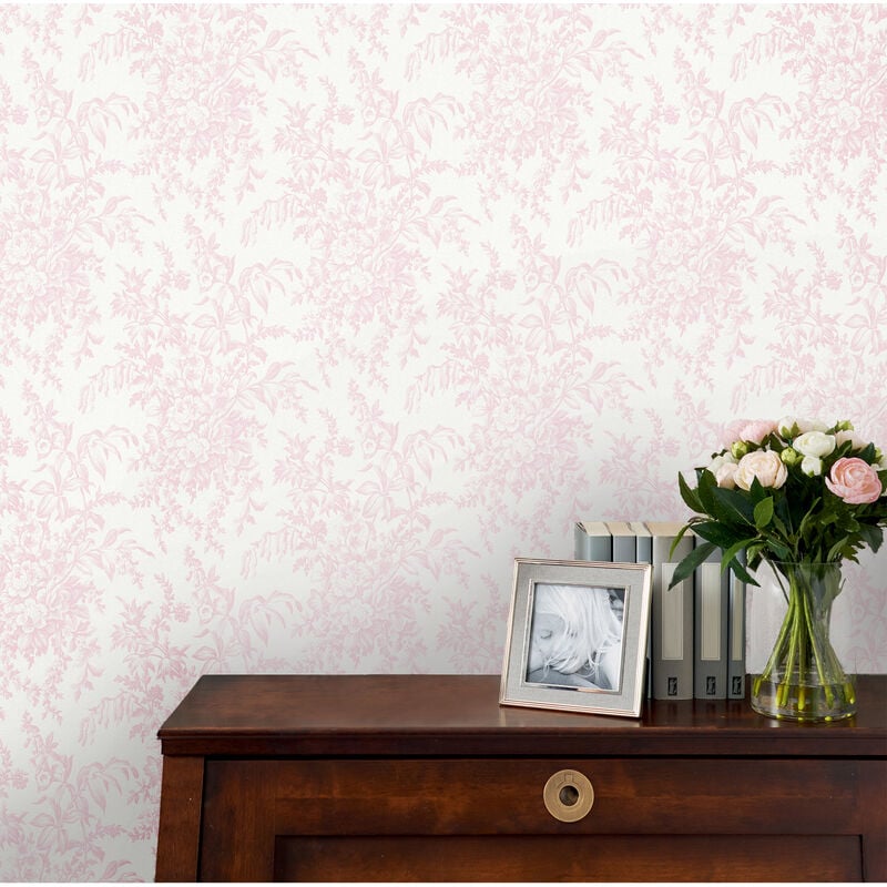 Laura Ashley - Papier peint intissé Picardie Petal 1005 x 52cm Rose