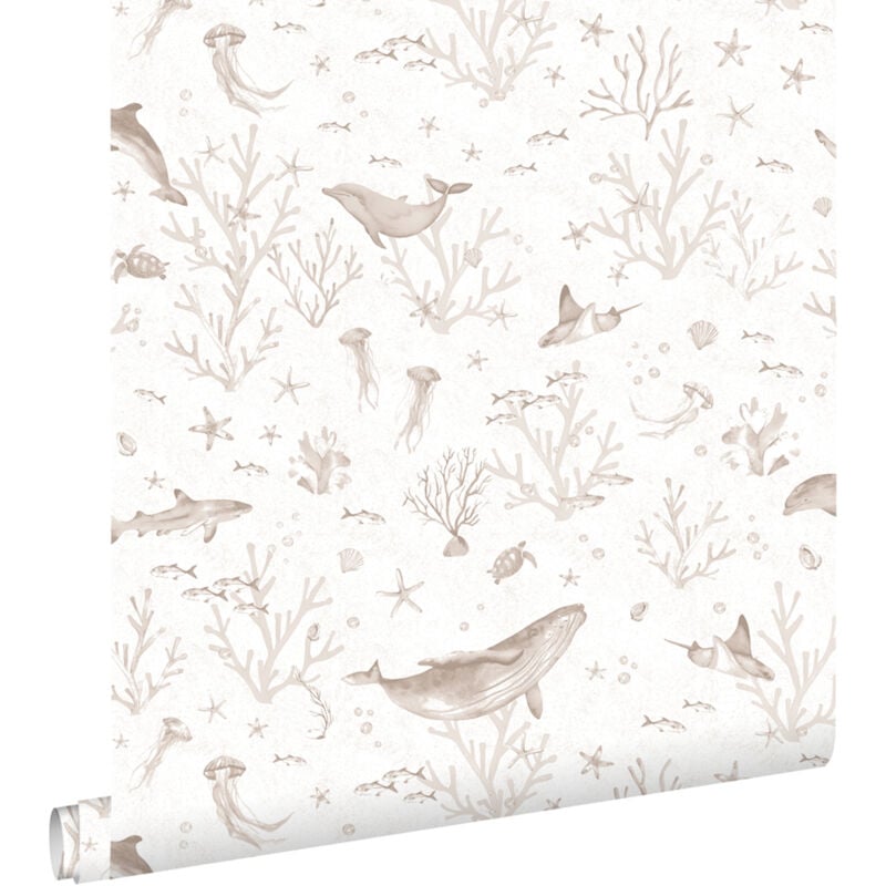 Papier peint le monde sous-marin beige chaud Estahome