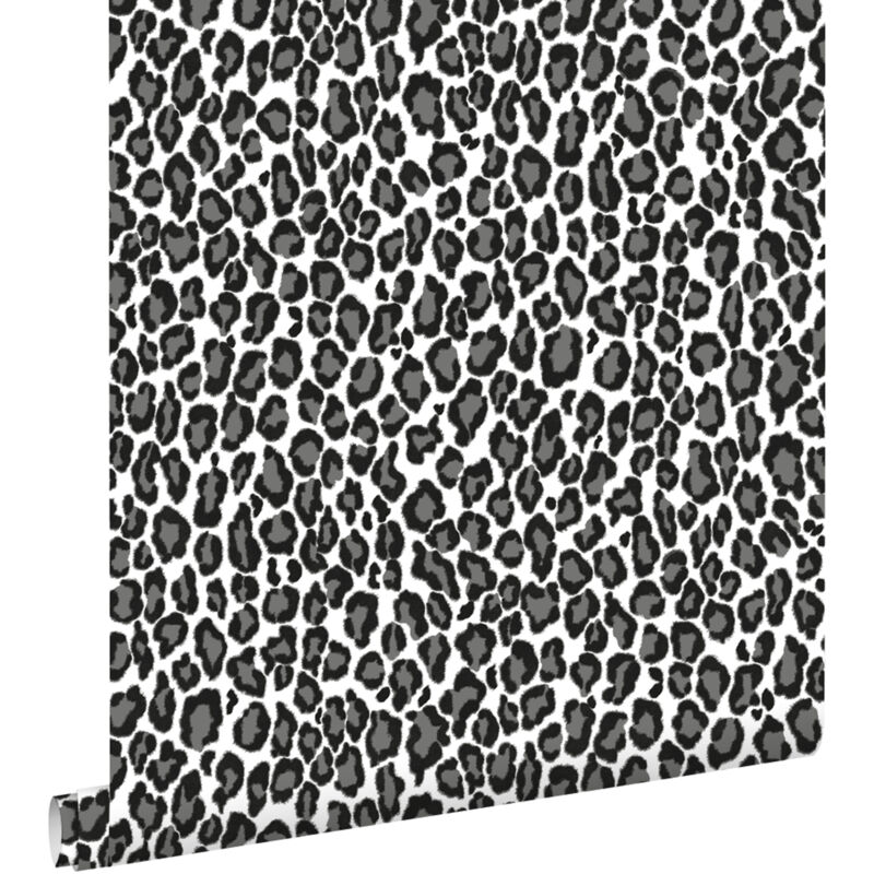 Papier peint léopards noir et blanc Estahome