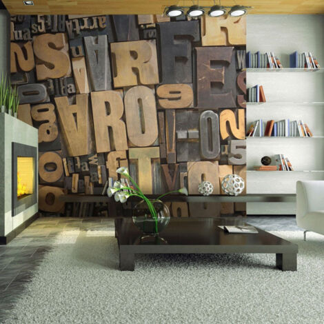 Papier Peint "Lettres en Bois" 193 x 250 cm