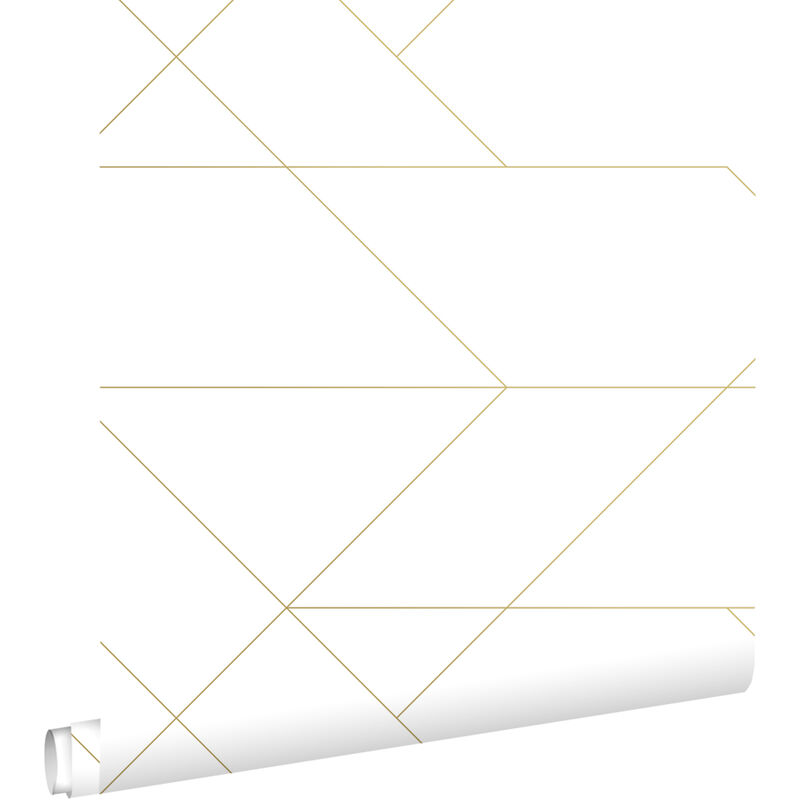 Papier peint lignes graphiques blanc et or Estahome