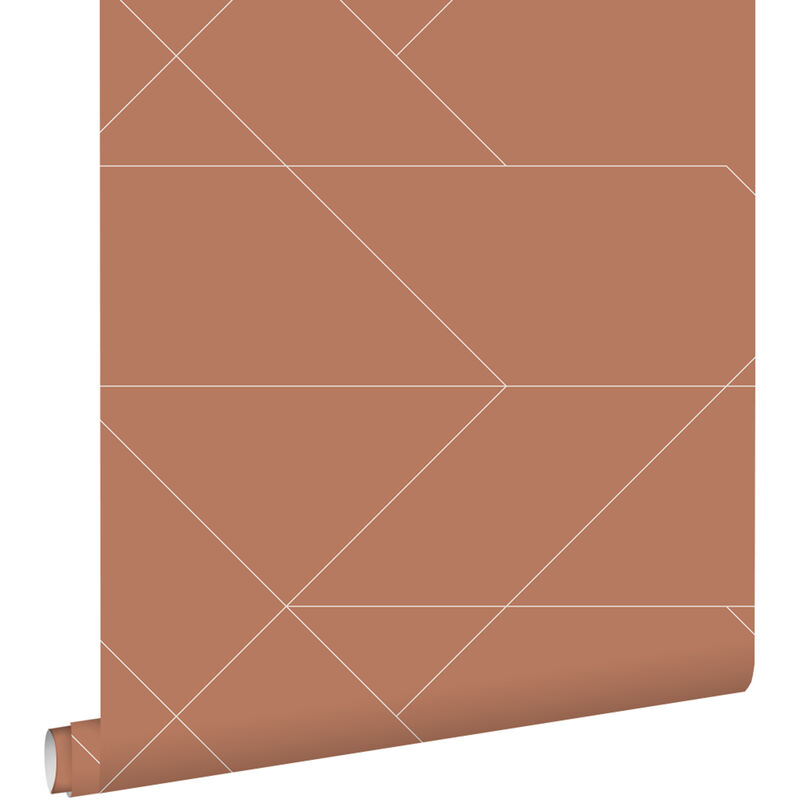 Papier peint lignes graphiques terracotta Estahome