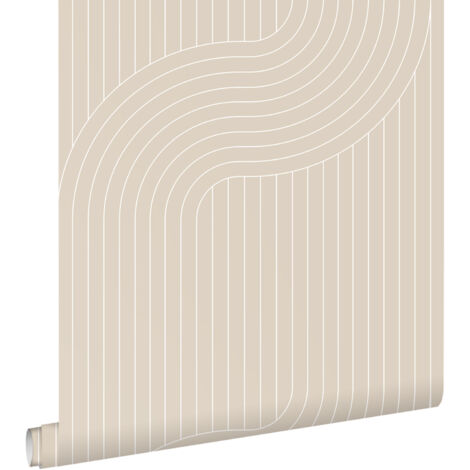 papier peint lignes graphiques beige  - ESTAhome