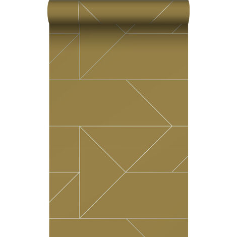 papier peint lignes graphiques jaune ocre - Origin Wallcoverings