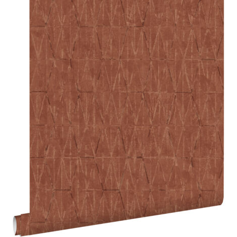 papier peint lignes graphiques marron terracotta - ESTAhome