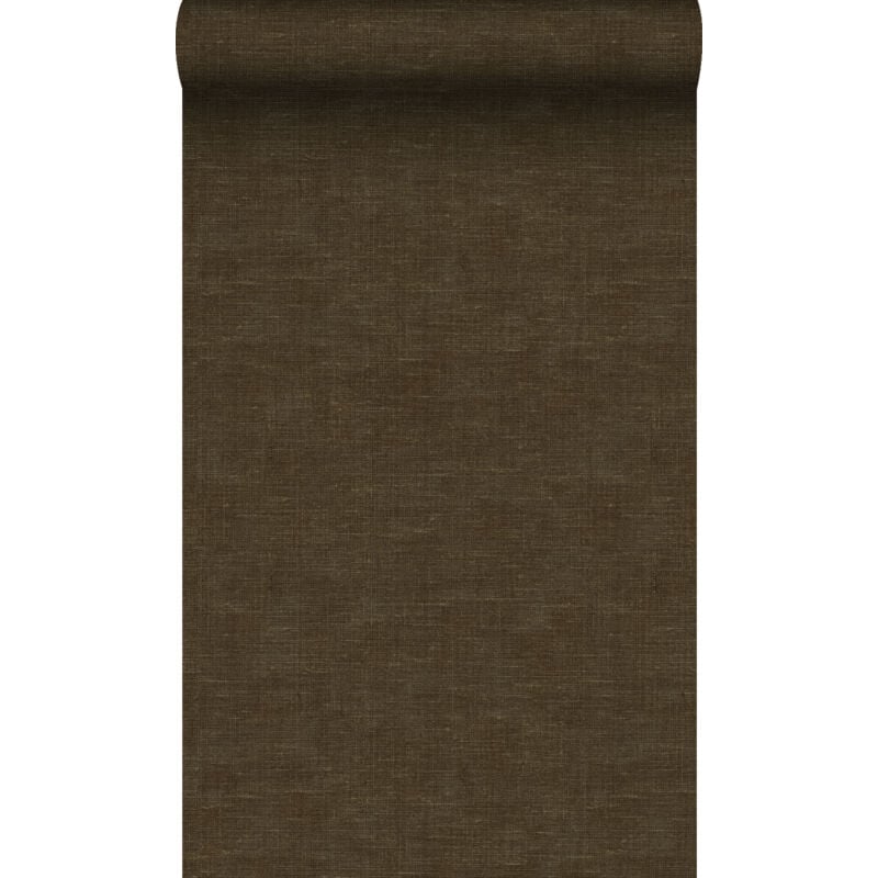 Papier peint lin marron Origin Wallcoverings