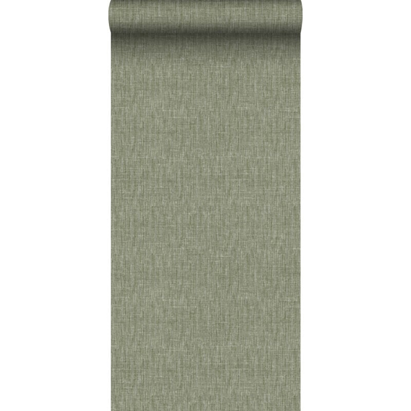 Papier peint lin vert olive grisé Sanders&sanders
