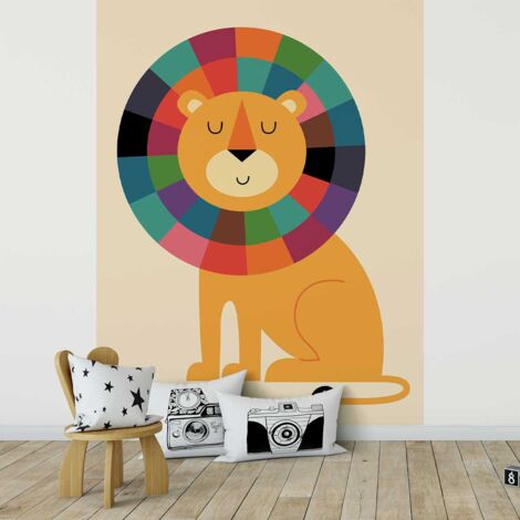 Papier peint lion arc en ciel papier peint