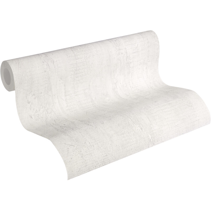 Papier peint effet béton clair idéal chambre adulte Tapisserie moderne blanche imitation ciment Papier peint style industriel uni blanc