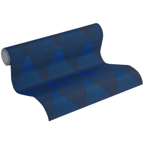 Papier peint losanges bleu marine Papier peint non-tissé moderne avec motif losanges bleu