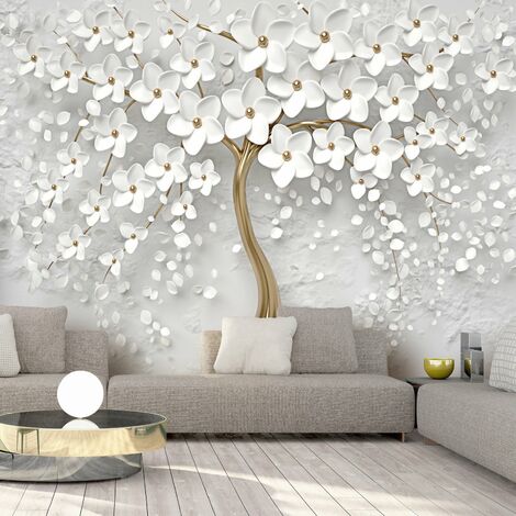 Papier peint Magnolia blanc abstrait