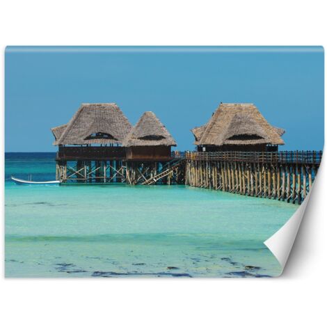 Papier peint Maldives Cabanes tropicales au bord de l'eau 200x140