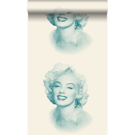 papier peint Marilyn Monroe blanc et turquoise  - Origin Wallcoverings