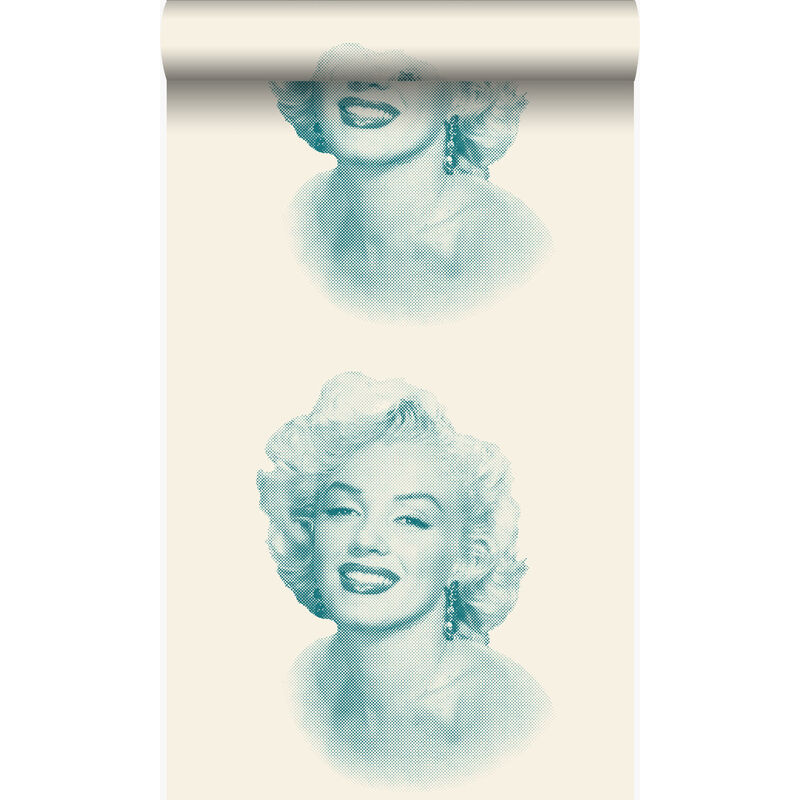 Origin - papier peint Marilyn Monroe blanc et turquoise Wallcoverings