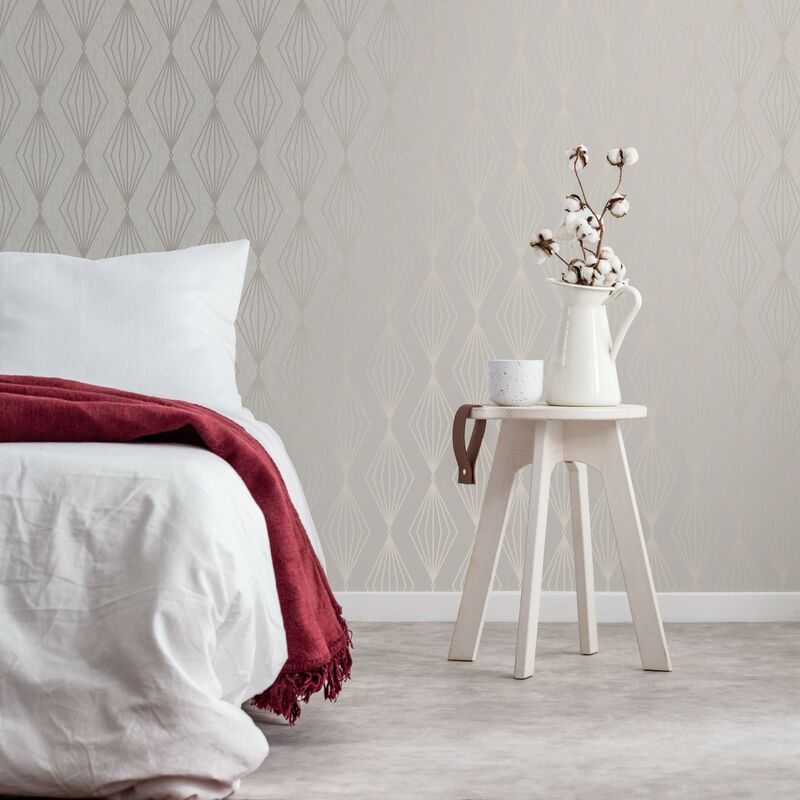 Papier peint intissé Marquise Geo Diamant Vinyle 1005 x 52cm Perle